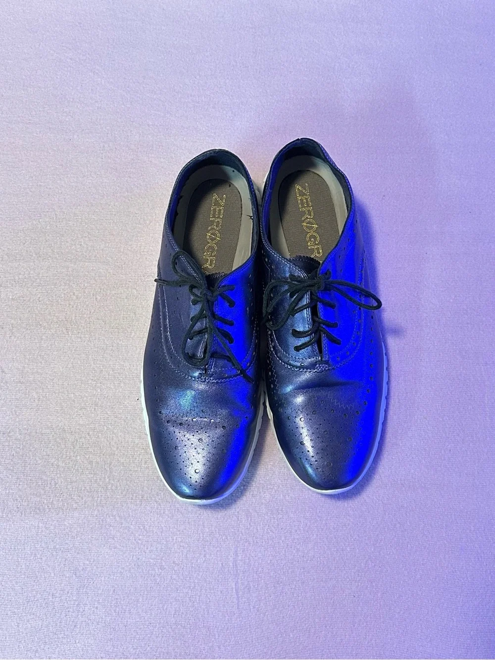 Cole Haan Navy Leather Wingtip Oxford Shoes